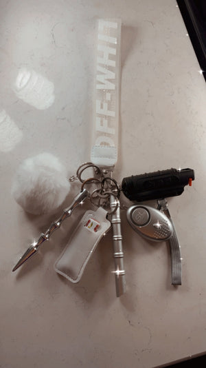 White Off-White Safety Wristlet