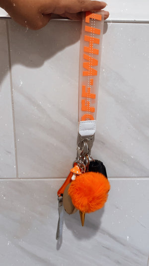 Orange Off-White Safety Wristlet