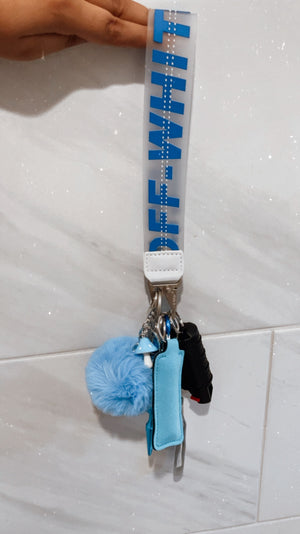 Blue Off-White Safety Wristlet