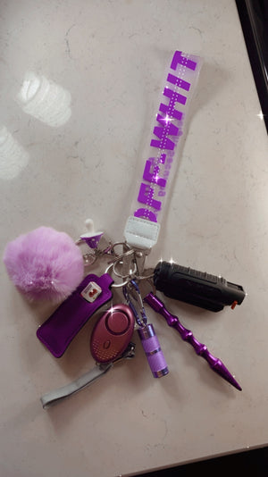 Purple Off-White Safety Wristlet
