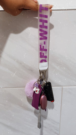 Purple Off-White Safety Wristlet