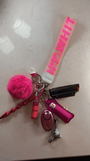 Hot Pink Off-White Safety Wristlet