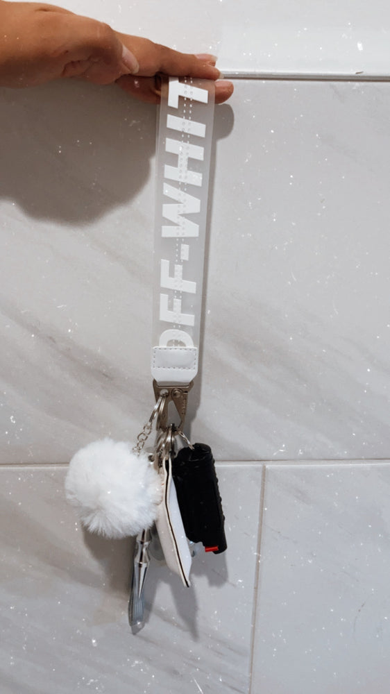 White Off-White Safety Wristlet